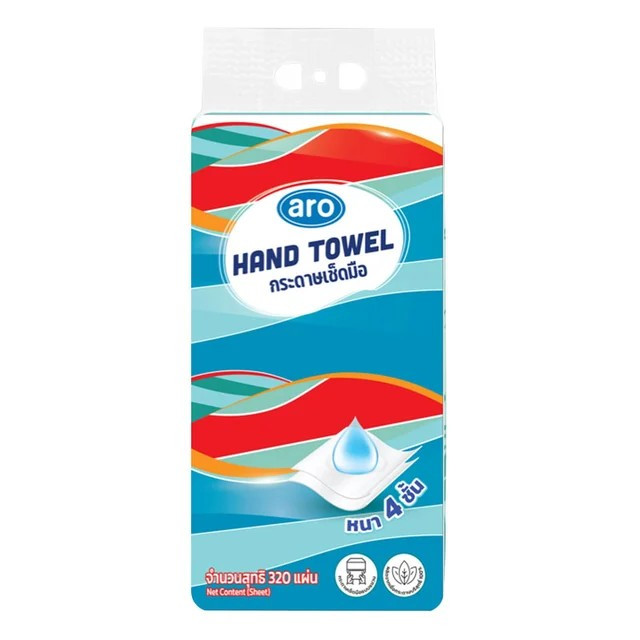 Aro Hand Towel เอโร่ กระดาษเช็ดมือ หนา 4 ชั้น (320แผ่น)