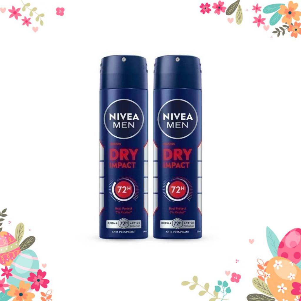 NIVEA MEN DRY IMPACT SPRAY นีเวีย เมน ดราย อิมเเพ็ค สเปรย์ ระงับกลิ่นกาย สำหรับผู้ชาย 150 มล. 2 ชิ้น