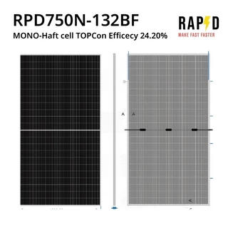 RAPD ส่งฟรี โดยร้านค้า แผงโซล่าเซลล์ 750W มีของพร้อม Mono Half cell (N-Type) (มีรับประกัน)
