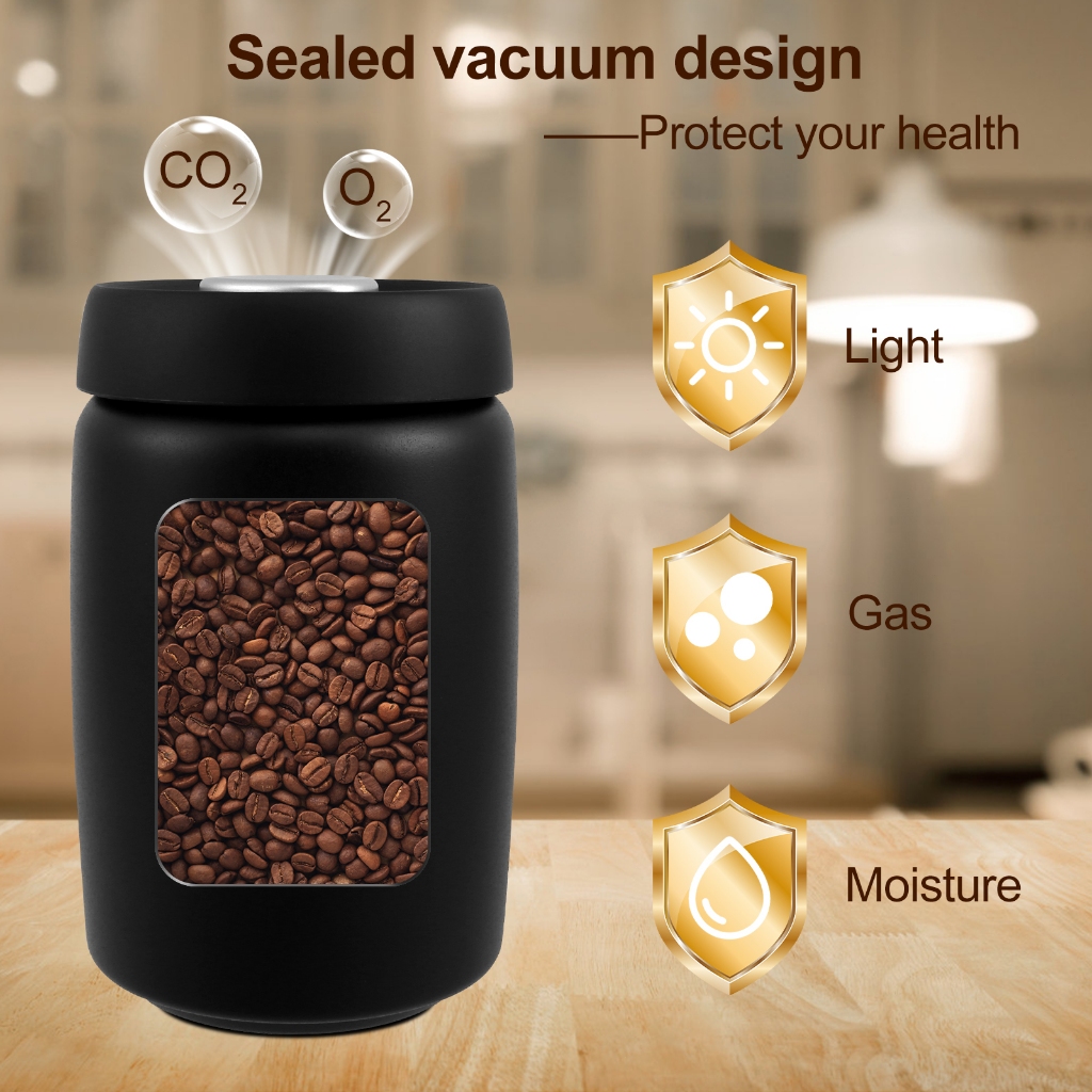 Coffee Vacuum Canister Sealed Lid Coffee Canister 1200ml Capacity Coffee Bean Container Food Storage
