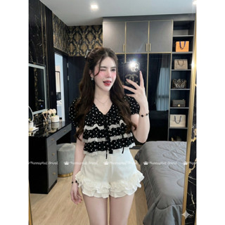 D🌈งานเซต 2 ชิ้นผ้าคัดเนื้อหนาเนื้อดีแต่งกางเกงด้วยผ้าบาร์บี้…