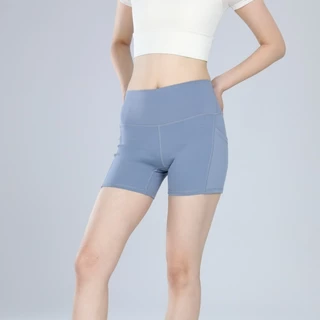 GymHub กางเกงขาสั้นกีฬาสตรี เนื้อผ้ายืดหยุ่น แห้งเร็ว เอวสูงยกกระชับสะโพกและหน้าท้อง สร้างทรงก้นสวยสำหรับโยคะ วิ่ง และฟิ