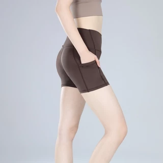 GymHub กางเกงขาสั้นกีฬาสตรี เนื้อผ้ายืดหยุ่น แห้งเร็ว เอวสูงยกกระชับสะโพกและหน้าท้อง สร้างทรงก้นสวยสำหรับโยคะ วิ่ง และฟิ