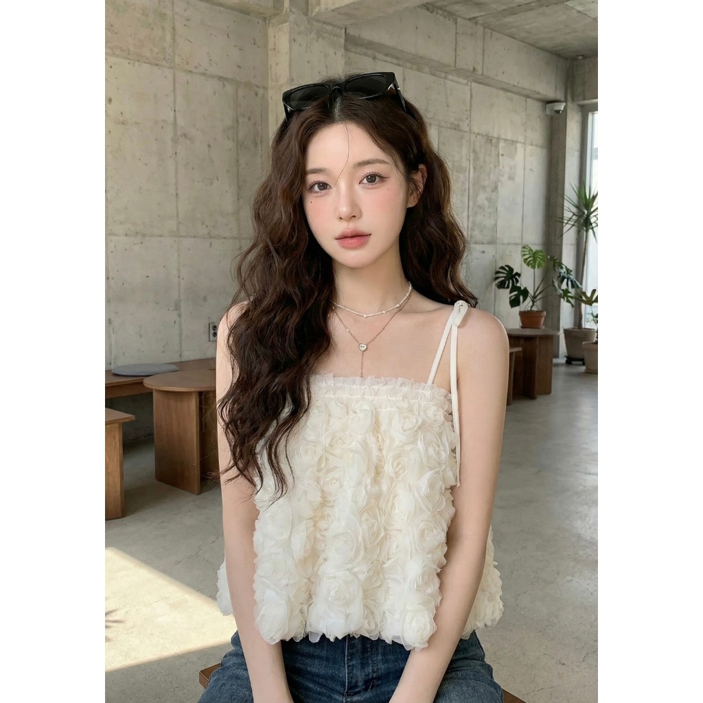 M2066 Rose Top สุดละมุน ดีเทลดอกกุหลาบทั้งตัว หวานแต่ไม่เลี่ยน ใส่แล้วดูแพงแบบลูกคุณ
