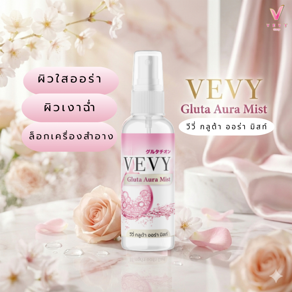 สเปรย์น้ำแร่กลูต้าไข่มุก - VEVY GLUTA  AURA  Mist