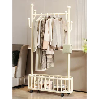 ราวตากผ้า ที่แขวนผ้า พร้อมกระเป๋าตาข่าย ราวแขวนผ้า รับน้ำหนัก150กก. ป้องกันน้ำ โดยไม่เป็นสนิม ราวแขวนกระเป๋า อเนกประสงค์