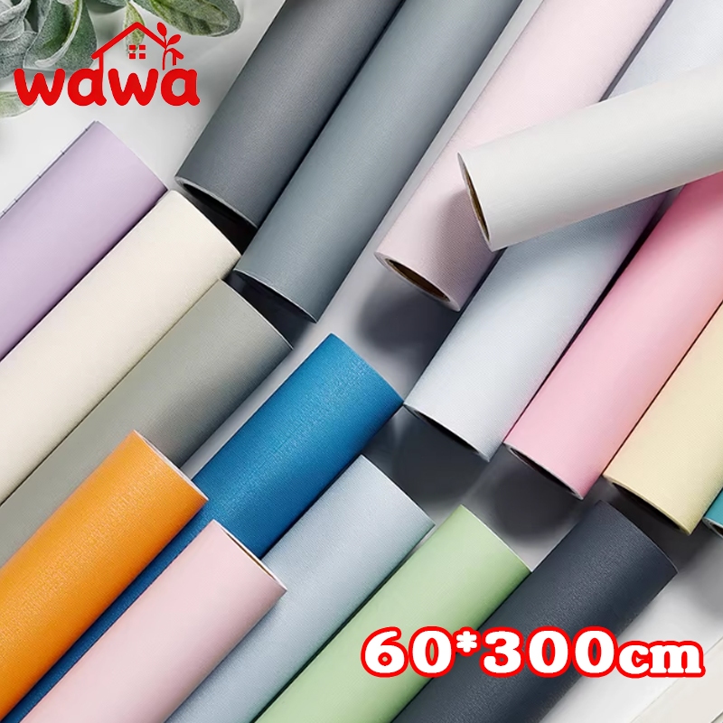 วอลเปเปอร์สีพื้น60*300cmสติกเกอร์ติดผนังมินิมอล ติดง่าย กันน้ำ มีกาวในตัว วอลเปเปอร์ติดผนังWallpaper