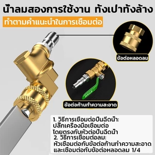 MENGCHI ปืนฉีดน้ำแรงดันสูงสำหรับแผงรังผึ้ง ยาว60ซม. ข้อต่อพับได้180° สแตนเลส304 ปิดเปิดน้ำได้ ก้านยาวทำความสะอาดอุปกรณ์ผ