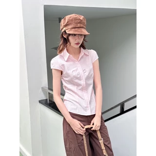 Choosedress A4677 Rika Shirt เสื้อเชิ้ตแขนสั้นทรงเข้ารูป มีเชือกผูกด้านหลัง