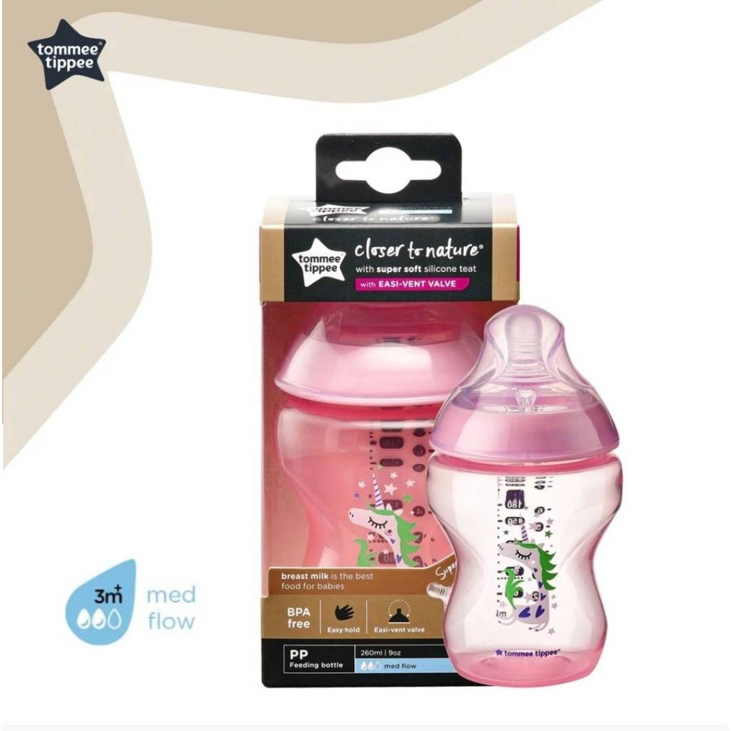 Tommee Tippee Close to Nature Tinted (PP) Bottle 9oz  1pc 260m+ 3m+ pink (SIP)