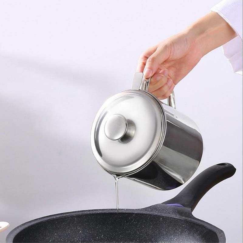 หม้อกรองน้ำมันสแตนเลส หม้อกรองน้ำมันสแตนเลส 1.3L แบบหนา ทนต่อความร้อน พร้อมตะแกรงกรอง มีฝาปิดและที่จับ สะดวก - รูปที่ 7