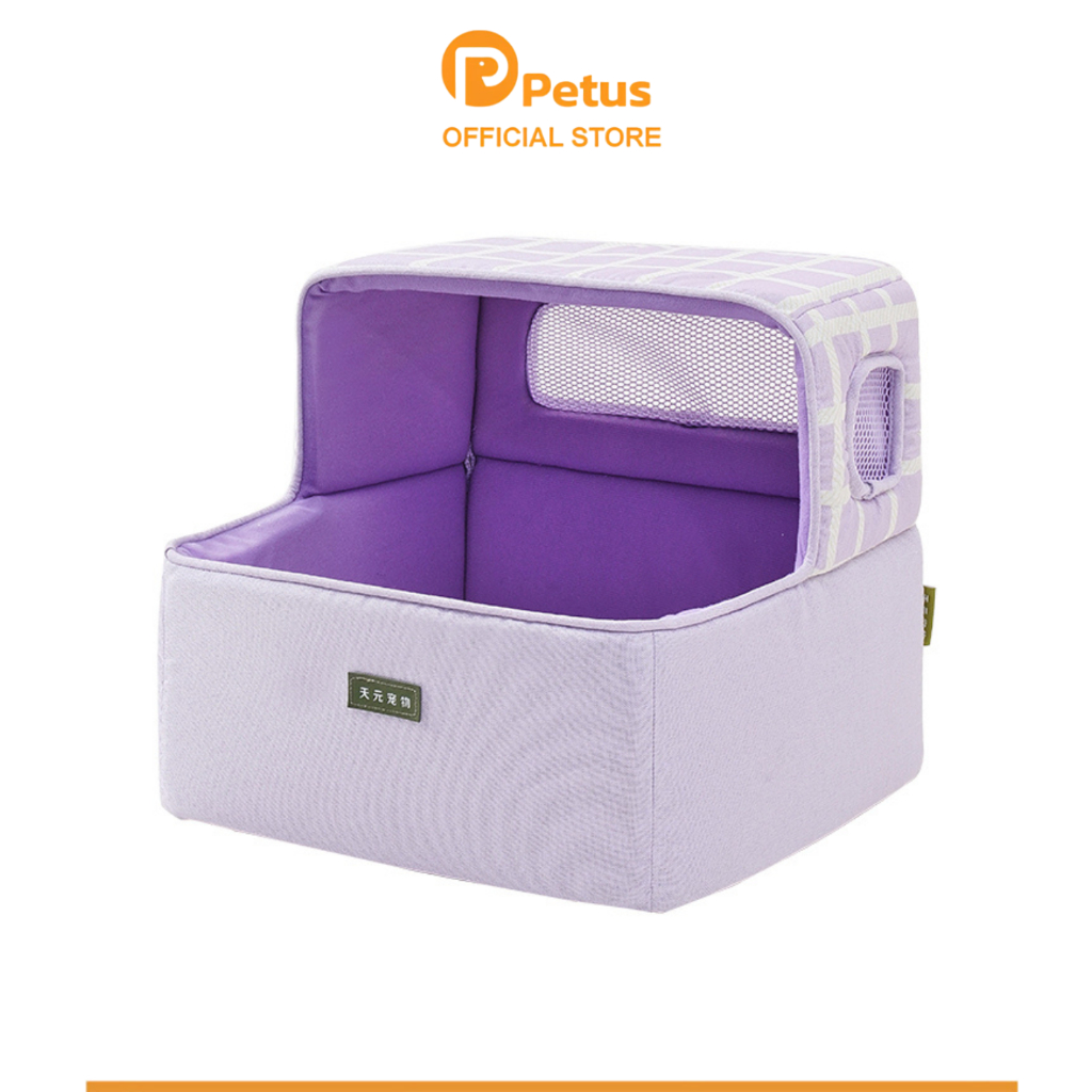 ที่นอนแมวแบบกึ่งปิด เตียงแมว Pet bed ไม่อับชื้น ผ้านุ่มให้สัมผัสสบาย ดีไซน์กึ่งปิด Petus pet