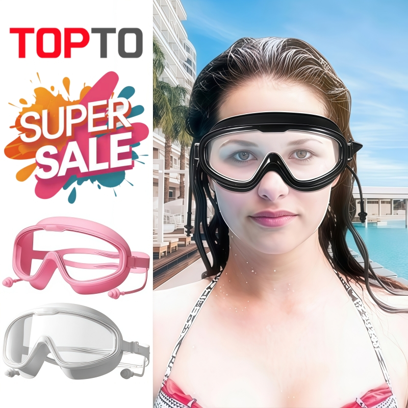 H26-แว่นตาว่ายน้ำสำหรับผู้ใหญ่ – เลนส์กันฝ้า พร้อมสายปรับระดับได้และที่อุดหูกันน้ำ ขอบซิลิโคนนุ่มพิเศษ ไม่เป็นรอยช้ำ
