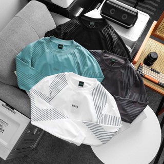 เสื้อ BOOS แขนยาวเข้าใหม่ล่าสุด แต่งดีเทลแต่งลายเส้นช่วงแขนเ…