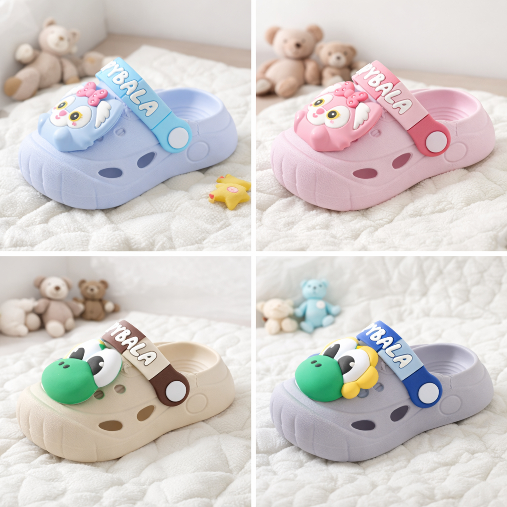 รองเท้าแตะสำหรับเด็กทารกฤดูร้อน ออกแบบใหม่ปี 2026 ฝุ่นละอองน้อย กันลื่น ลายการ์ตูน ใช้ได้ทั้งในร่มและกลางแจ้ง