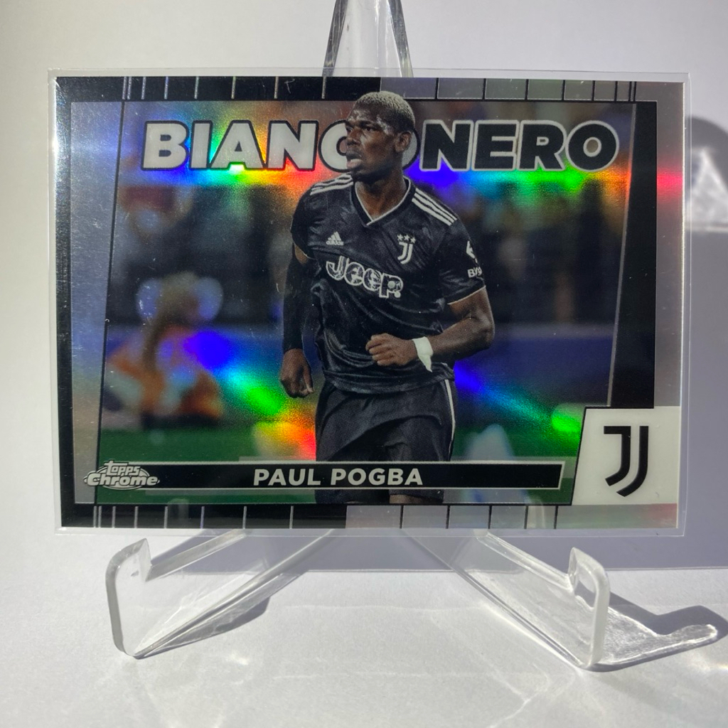 การ์ดนักฟุตบอล PAUL POGBA, JUVENTUS, BIANCO NERO, TOPPS CHROME 2023