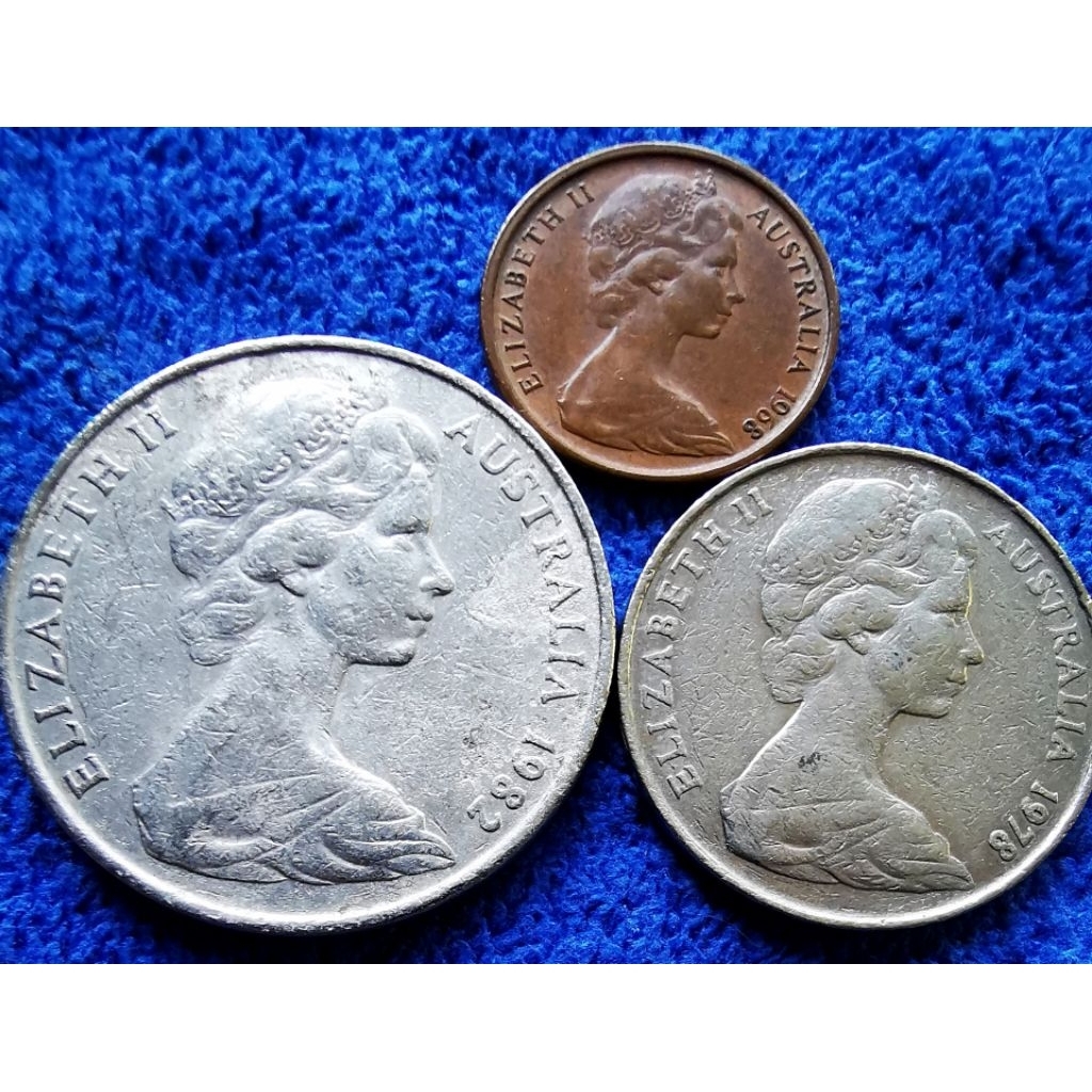 เหรียญ​ต่างประเทศ​ ออสเตรเลีย​ Australia​ ชุด​ 1,5,10 Cent​ ใช้แล้ว​ #​272