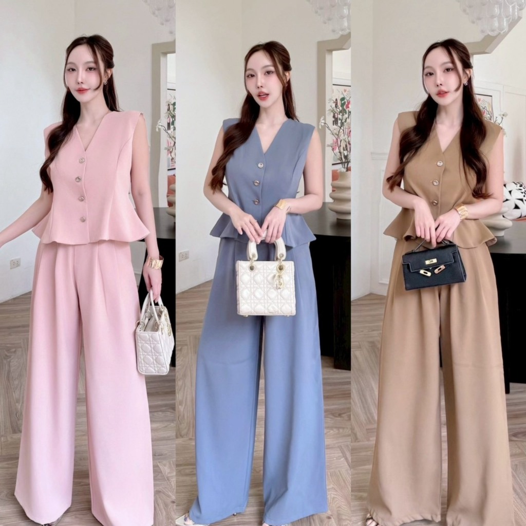 J45 -ชุดเซ็ต Everyday look เสื้อแขนกุด + กางเกงขายาว