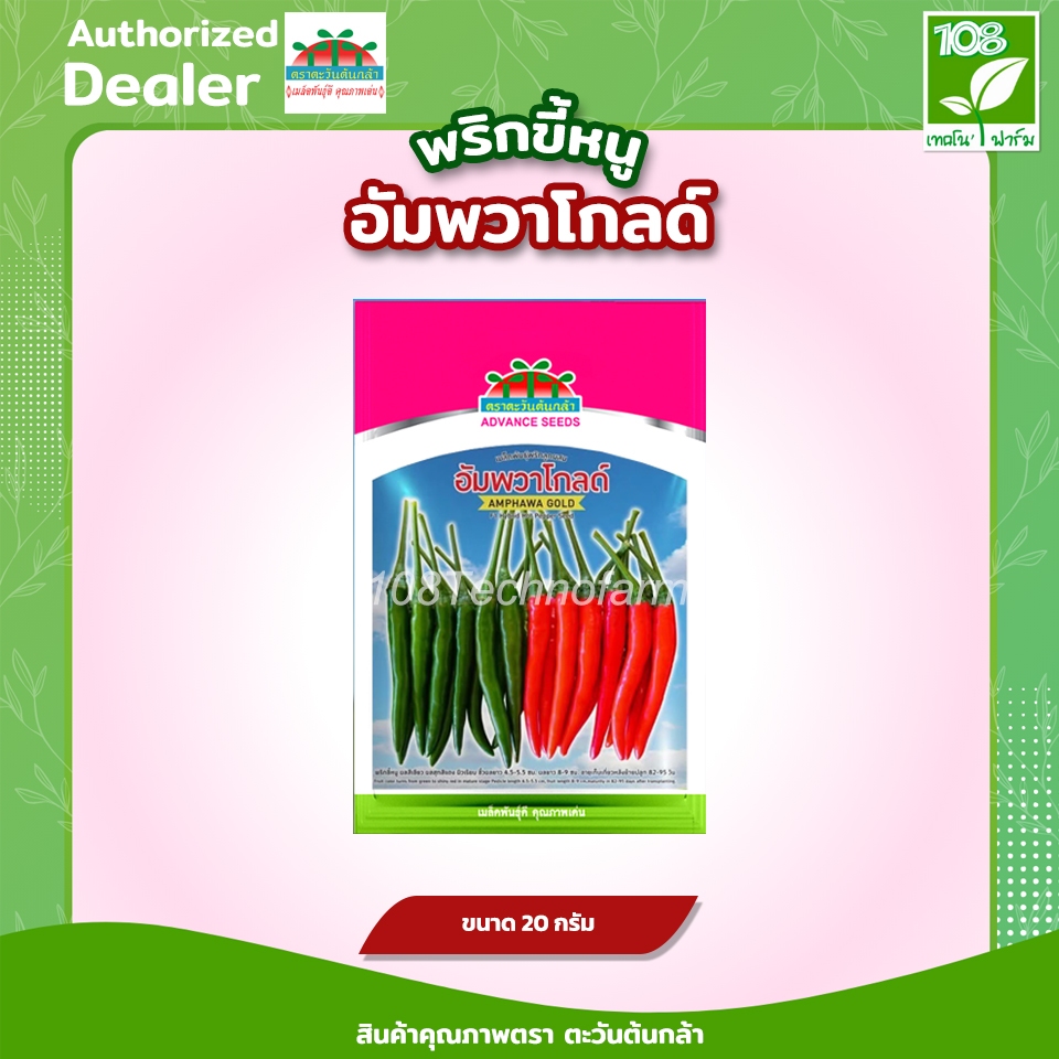 เมล็ดพันธุ์ พริกขี้หนูลูกผสม อัมพวาโกลด์ ( 20/50 กรัม ) ตราตะวันต้นกล้า