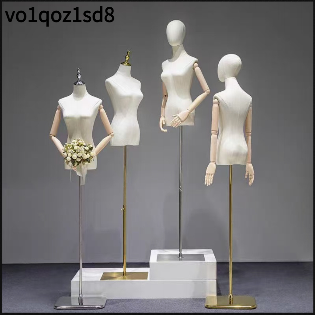 พร้อมส่ง หุ่นโชว์เสื้อผ้า หุ่นโชว์ผู้หญิง หุ่นครึ่งตัว ฐานเหล็ก แขนไม้ ปรับความสูงได้ หุ่นโชว์เสื้อผ้าสตรี | Mannequin L