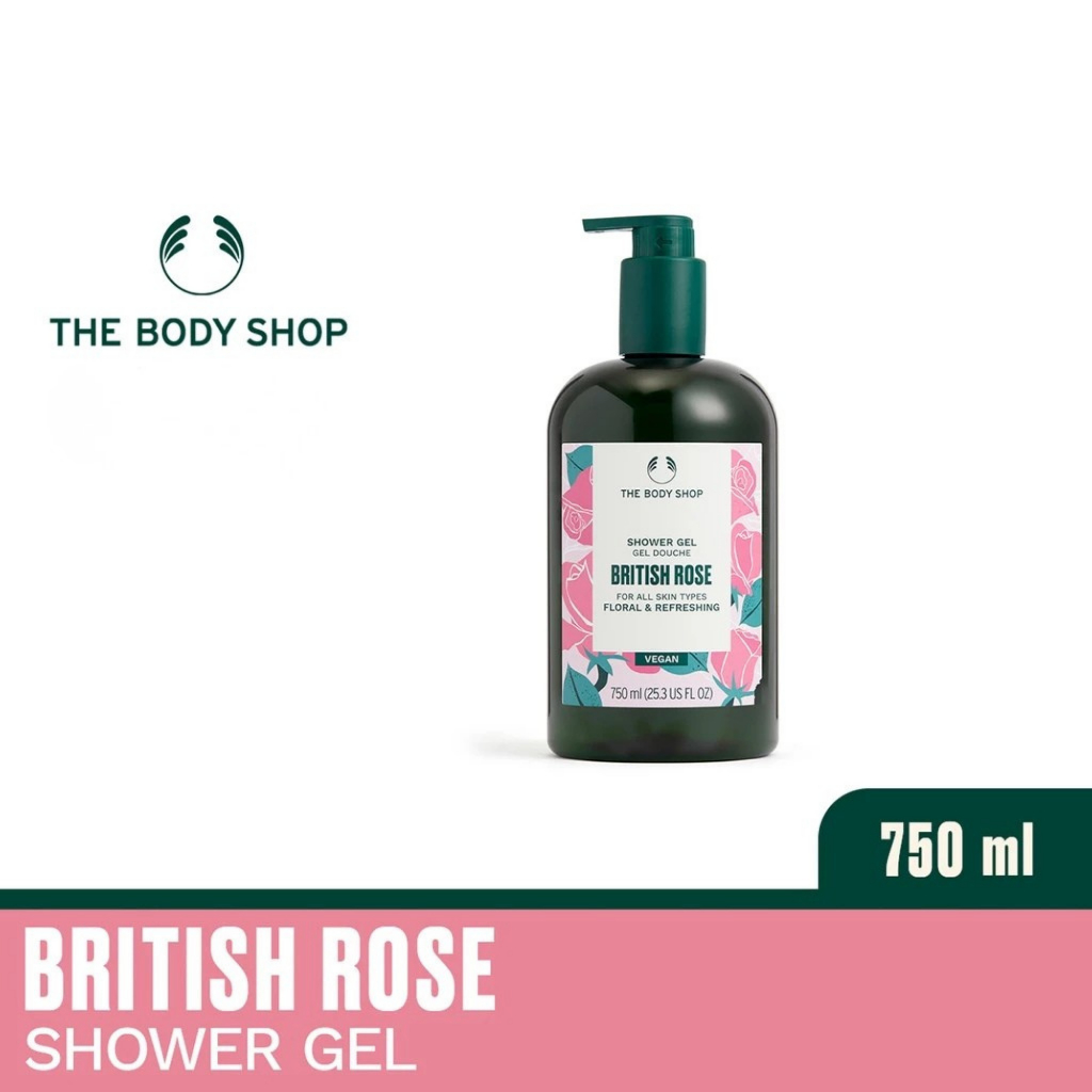The body shop British rose shower gel เจลอาบน้ำกลิ่นกุหลาบ บริติช ปริมาณ 750 ml.