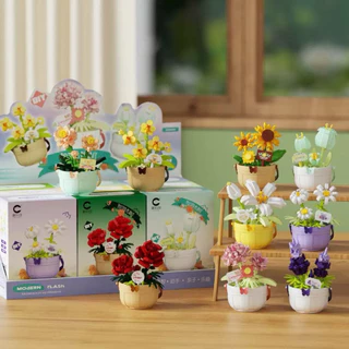 พร้อมส่งในไทย 🚚 ตัวต่อนาโนดอกไม้ กระถางดอกไม้จิ๋ว ของแต่งโต๊ะ DIY Flower - Mini Potted Plant Puzzle Building Blocks
