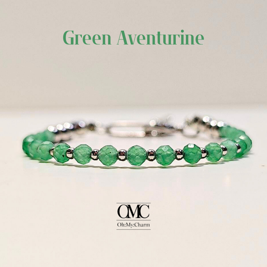 สร้อยข้อมือหินแท้ “Green Aventurine” | กรีนอเวนเจอรีน หินแห่งโอกาสและความเจริญเติบโต | หินขนาด 3 mm.