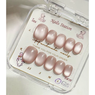 เล็บสีชมพูนู้ด เล็บลูกแก้ว Water Light JMY04 เล็บเจลสำเร็จรูปพร้อมติด เลือกทรงได้ งานแฮนด์เมดสีเจลคุณภาพสูง ฟรีกาว-ตะไบ