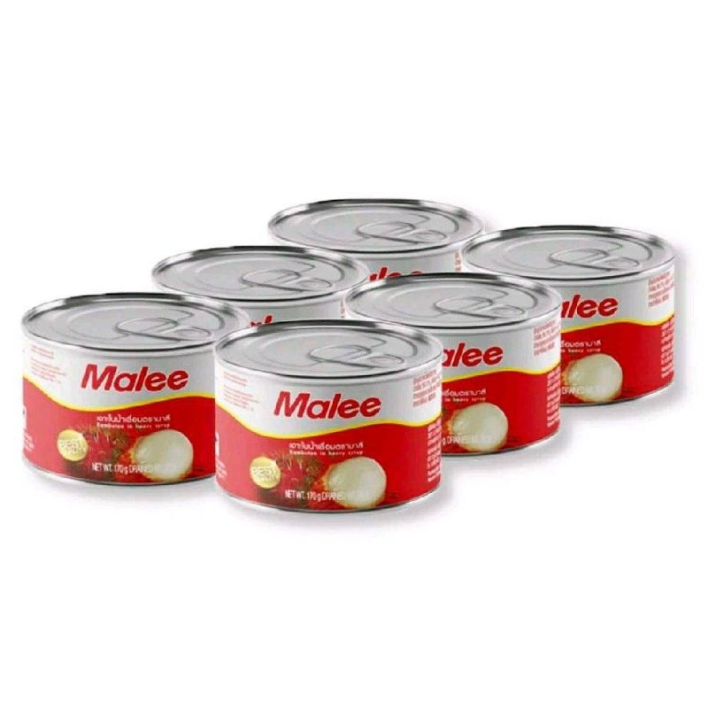 Malee มาลี เงาะในน้ำเชื่อม เงาะกระป๋อง ยกแพ็ก 170กรัม×6กระป๋อง(1,020กรัม)