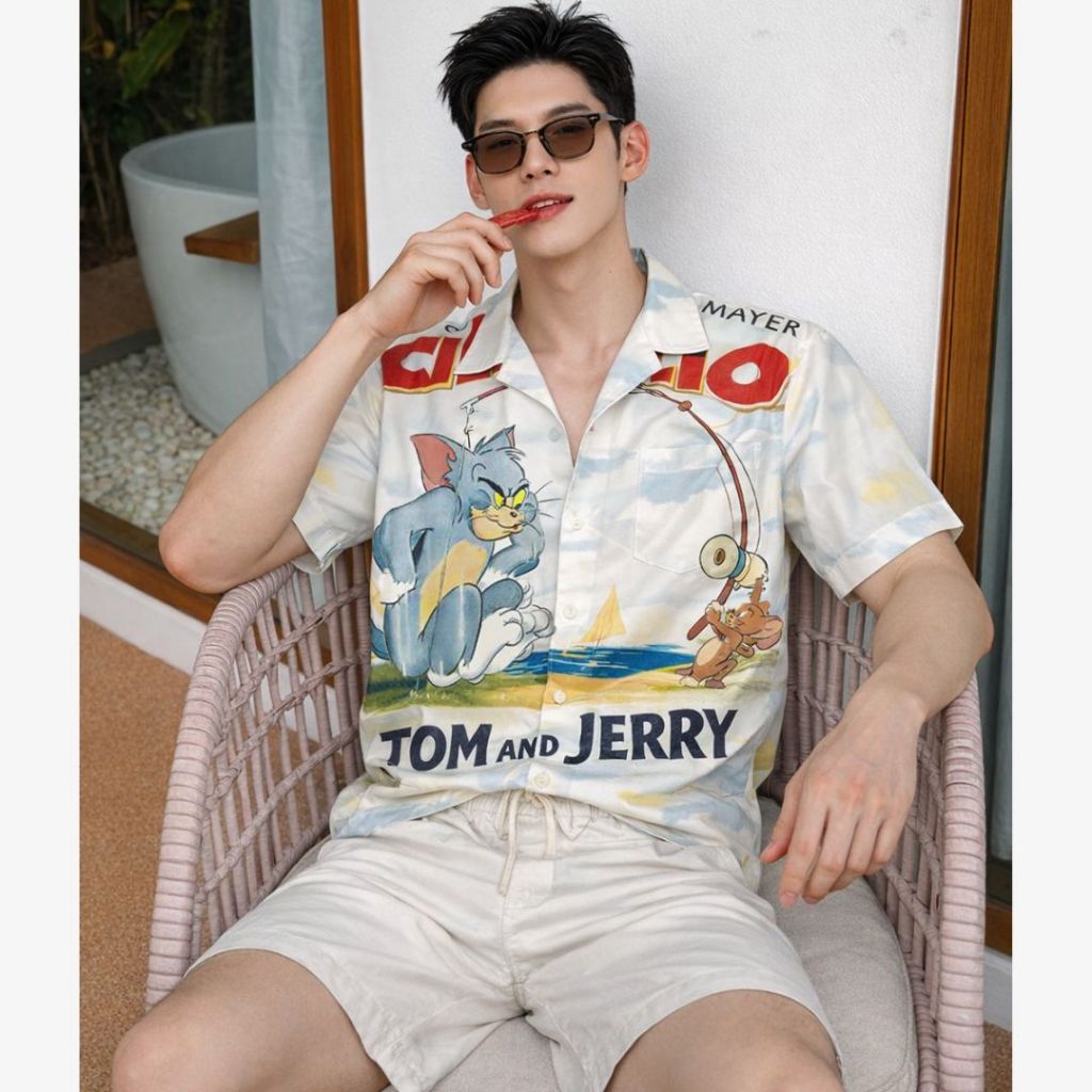 11.WOLF Hawaii Shirt  เสื้อเชิ๊ตแขนสั้นต่อลาย TJ / H87