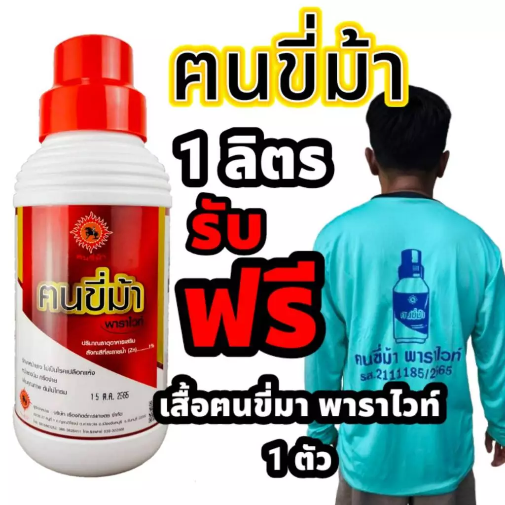 ฅนขี่ม้า พาราไวท์ ขนาด 1 ลิตร พาราไวท์อาหารเสริมยางพารา ปุ๋ยทาหน้ายาง ยาทาหน้ายาง