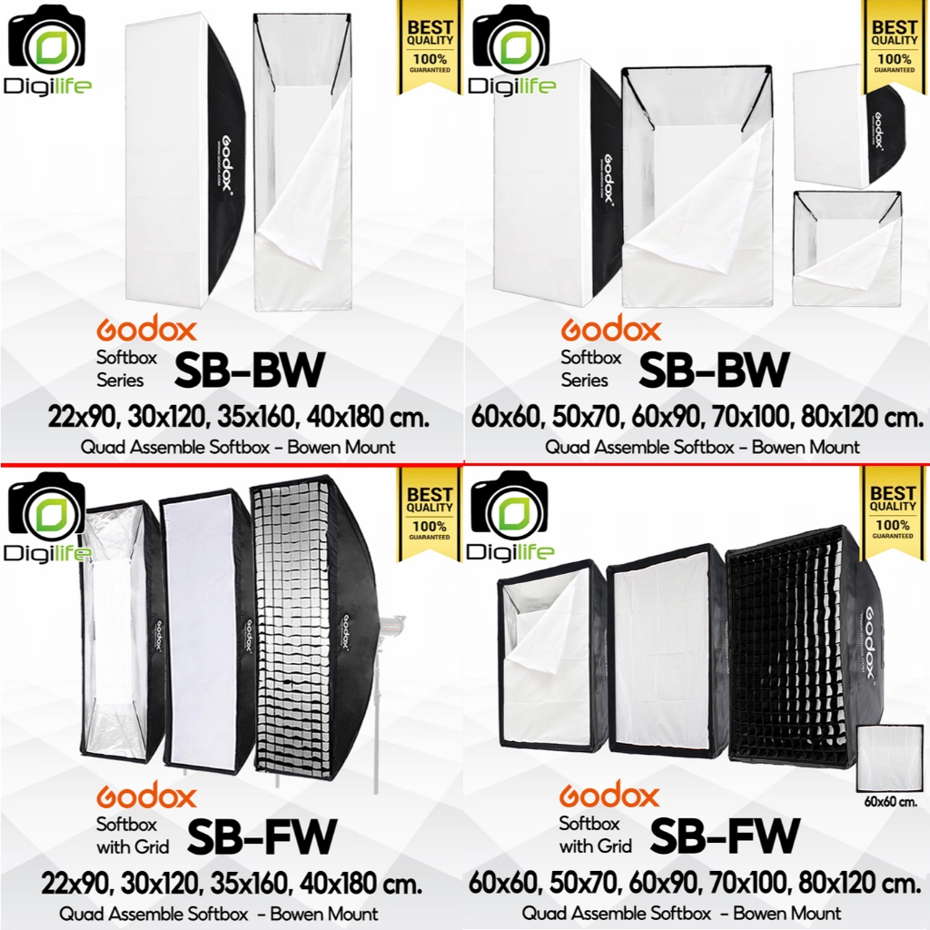 Godox Softbox SB-BW (ไม่มี Grid) SB-FW (มี Grid), Assemble Softbox แบบประกอบเอง แบบสีเหลี่ยม - Bowen