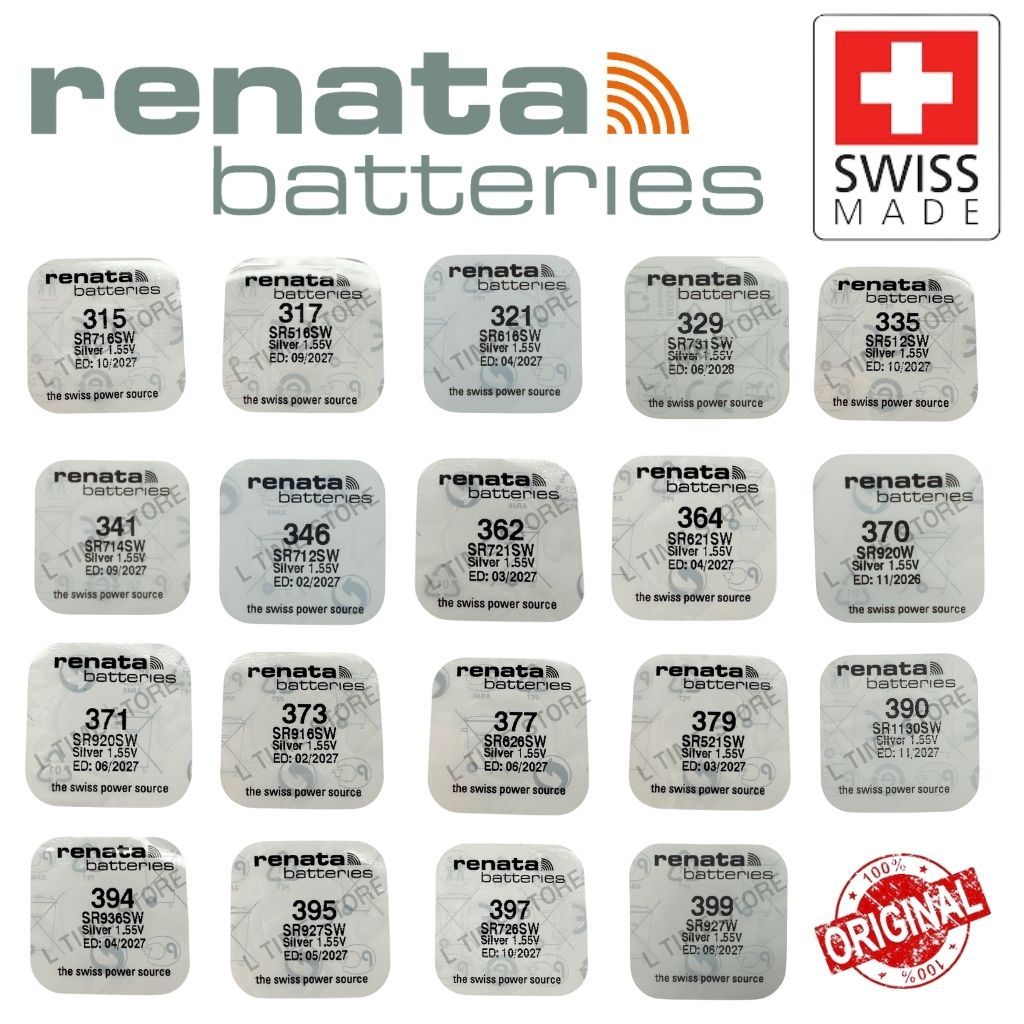 Renata ถ่านกระดุม 315,317,321,329,335,337,341,346,362,364,370,371,373,377,379,390,394,395,397,399 SW