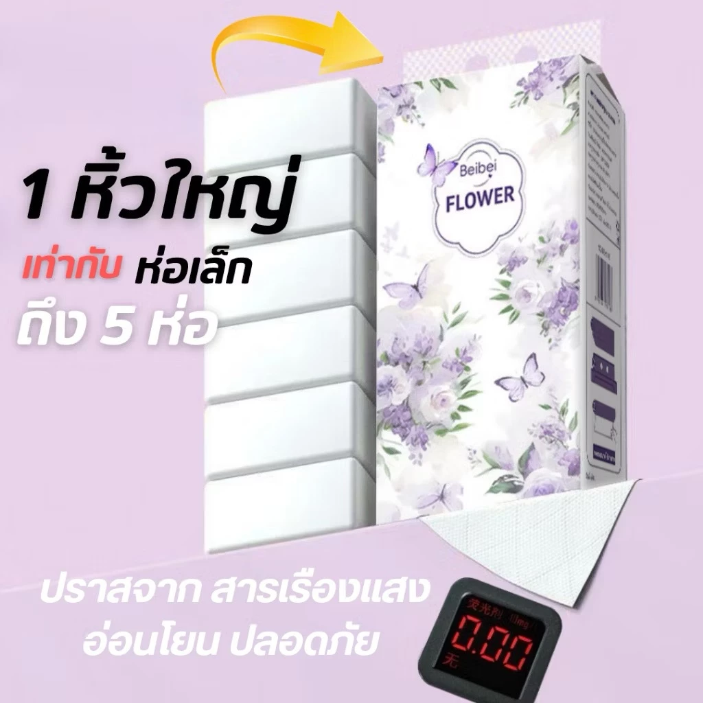 [ 8หิ้ว ]  ทิชชู่แบบดึงแขวนได้  หนานุ่ม ไม่ยุ่ยง่าย กระดาษทิชชู่เช็คหน้าได้ กระดาษชำระ thumbnail 4