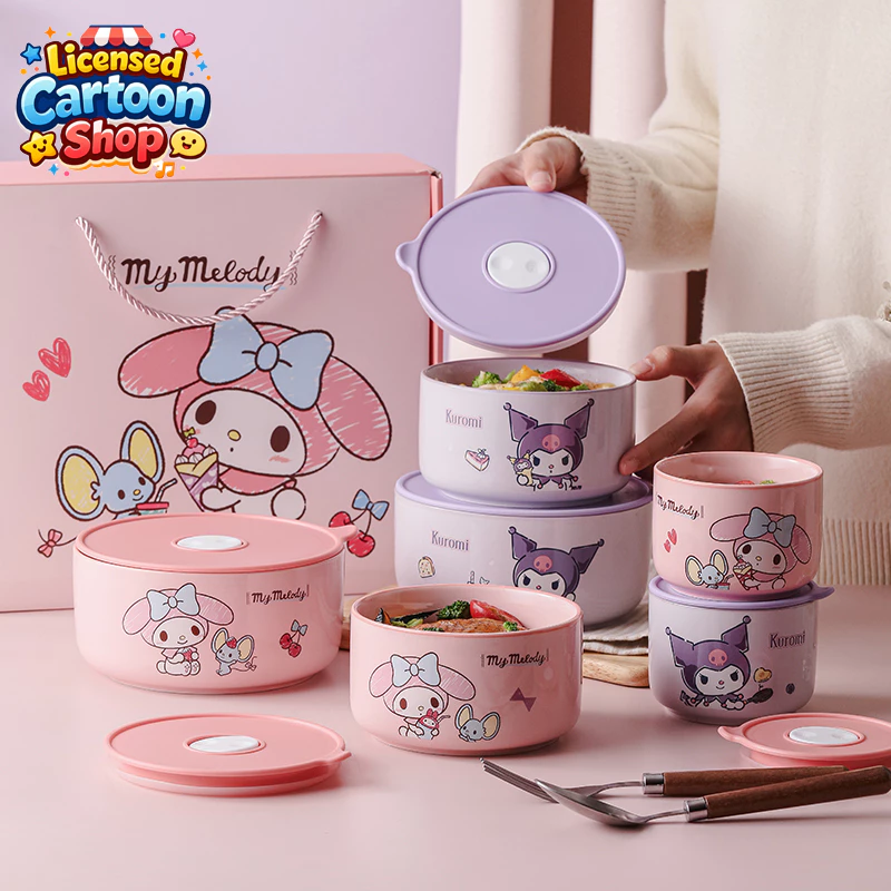 【ของแท้】Sanrio ซานริโอ ชามเก็บความสด 4,5,6 นิ้ว เซต 3 ใบ พร้อมฝาปิด ลายน่ารัก เซ็ตของขวัญ มีกล่องแพคเกจสวยงาม ส่งฟรี
