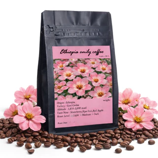 Ethiopia emily coffee เมล็ดกาแฟคั่ว กลิ่นที่โดดเด่นเป็นเอกลักษณ์ หอมฟุ้ง กลิ่นดอกไม้