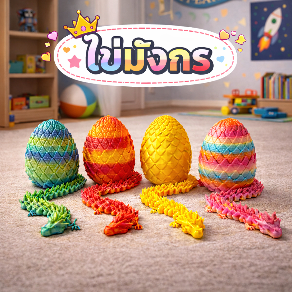 [ของไทยเเท้] ใข่มังกร น่ารักๆ ขนาดใหญ่ 4 สี 4 (พิมพ์ 3 มิติ) ของเล่นแปลกใหม่ ของขวัญเด็ก