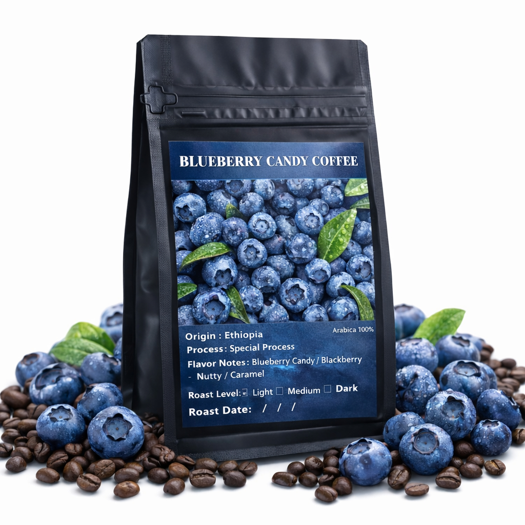 Blueberry Candy Coffee เมล็ดกาแฟกลิ่น และรสชาติโทนเบอร์รี่หอมๆ