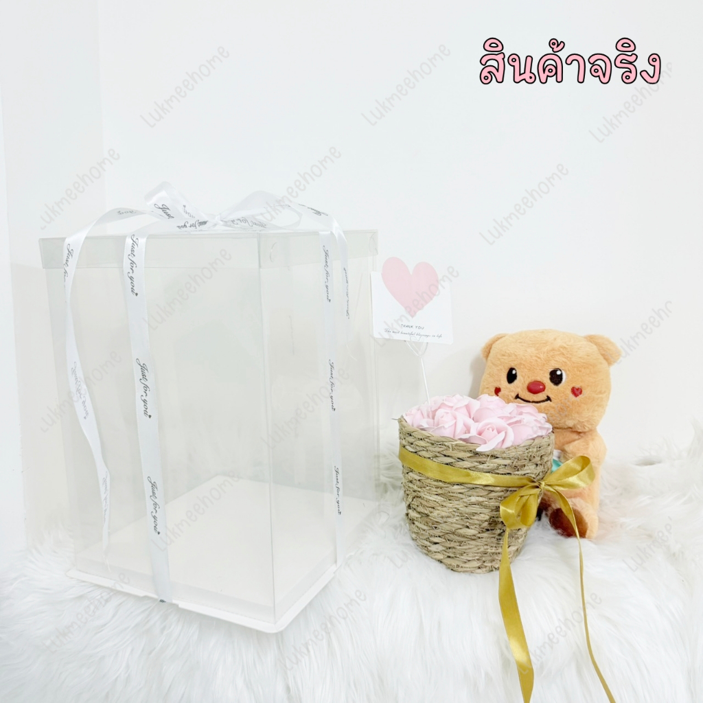 ตุ๊กตาหมีถือตะกร้าดอกกุหลาบ พร้อมกล่องใส  มีไฟ LED ✨ ของขวัญ วันเกิด วาเลนไทน์ - รูปที่ 7