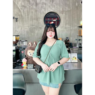 เสื้อขยุ้มอกแต่งระบาย ใส่พรางหุ่น ปิดพุง สำหรับสาวอวบอ้วน ไซส์ใหญ่อก50ยืดได้ถึง60