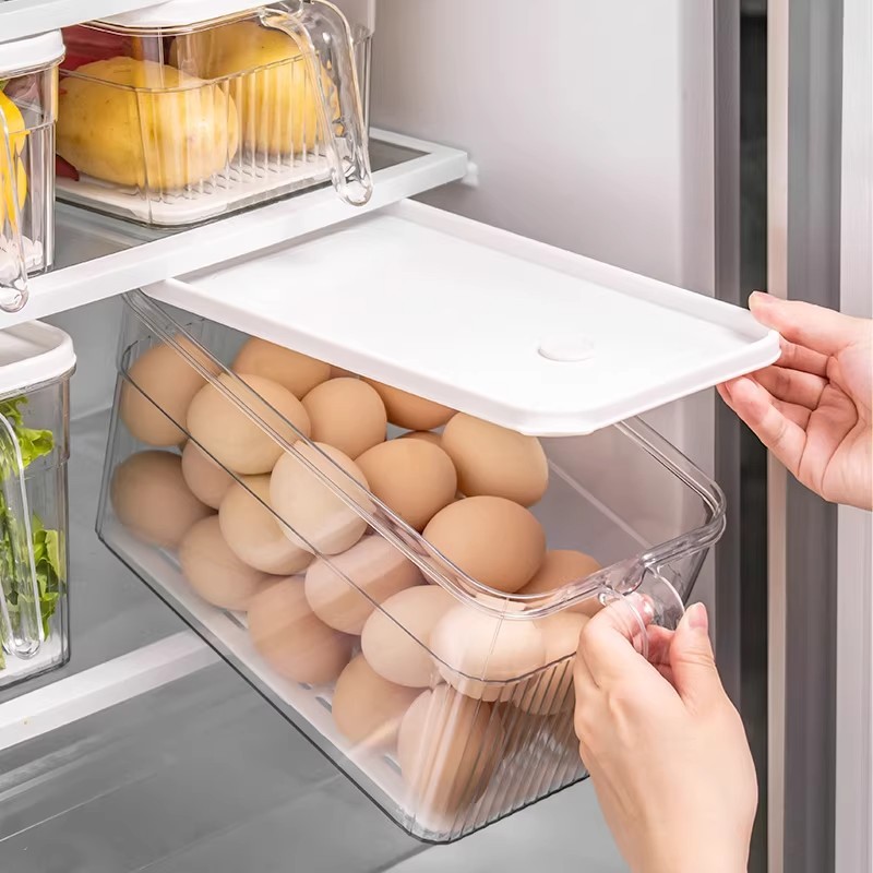 Ubear ลิ้นชักเก็บของในตู้เย็น เพิ่มพื้นที่ จัดระเบียบของใช้ | กล่องเก็บไข่ ผัก ผลไม้ มีล้อ