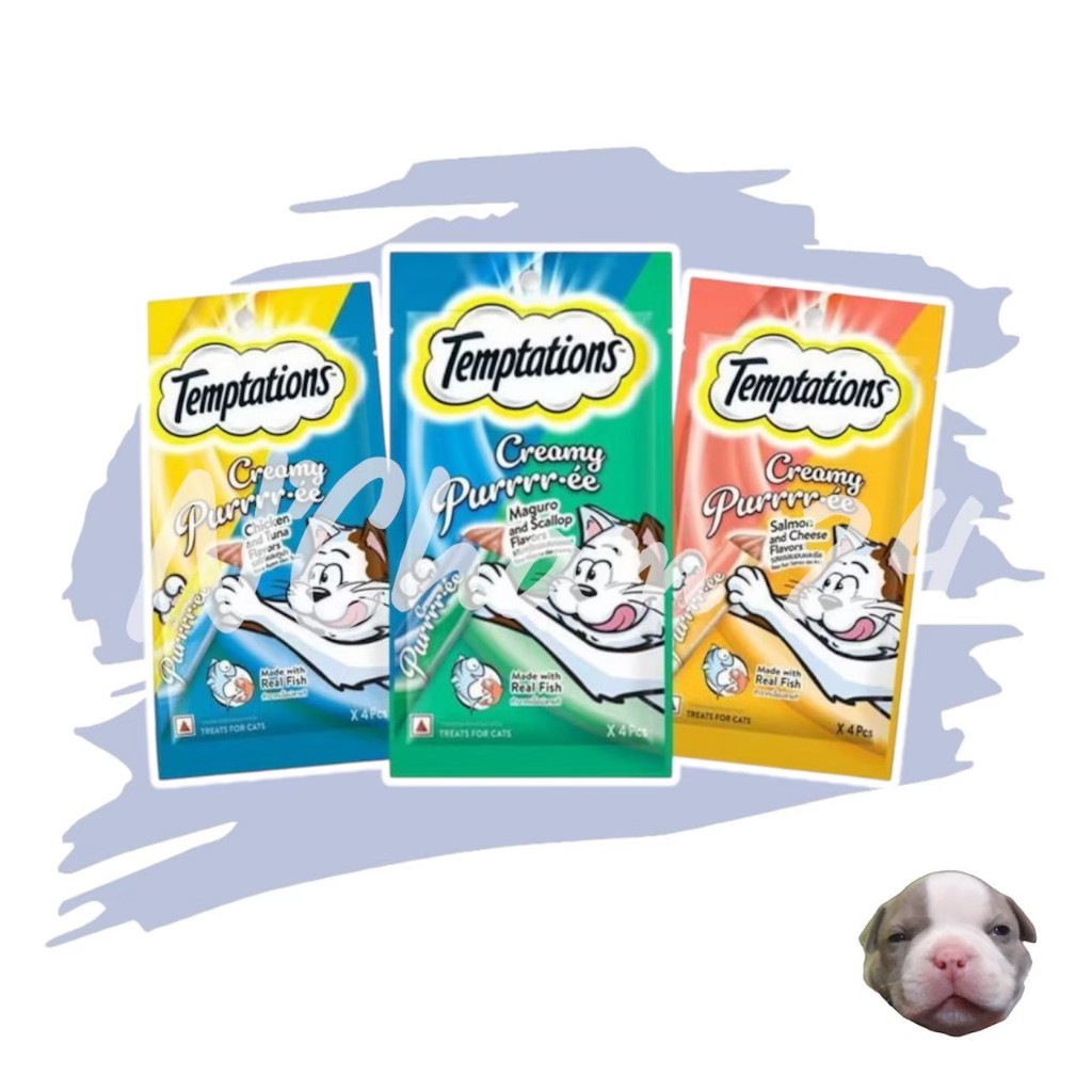 Temptations ขนมแมวเลียเทมเทชันส์ ครีมมี่เพอเร่ ขนาด 12g x 4 ซอง