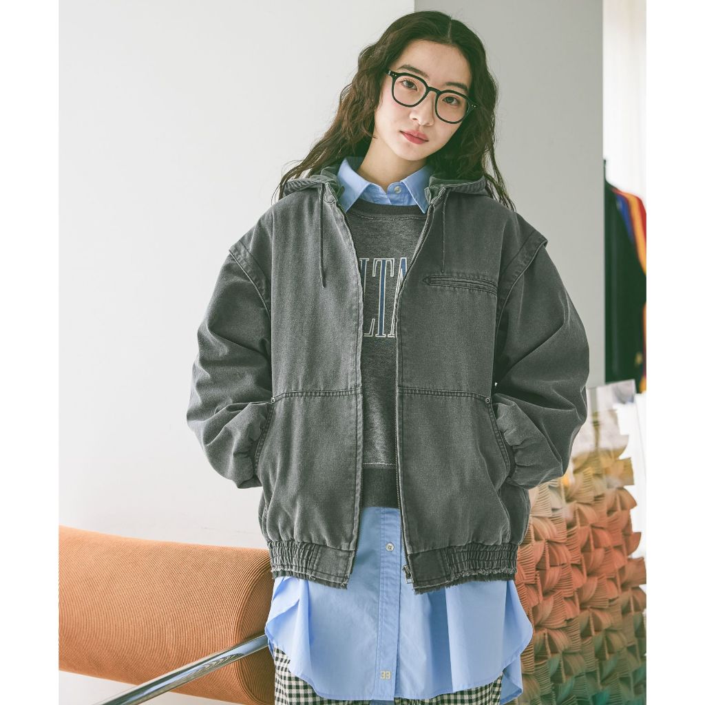 niko and ... เดนิมบลูซง สไตล์วินเทจ ใส่ได้ 3 แบบ Vintage Multi-Way Hooded Blouson