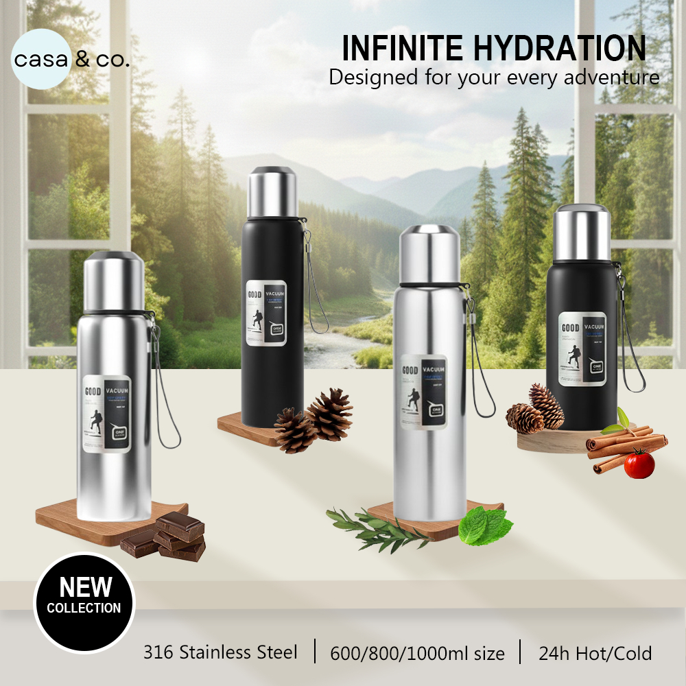 800ml ขวดน้ำเก็บอุณหภูมิ แก้วเก็บความเย็น ความร้อน ใส่เครื่องดื่ม น้ำ พร้อมพวงกุญแจ | casa & co.