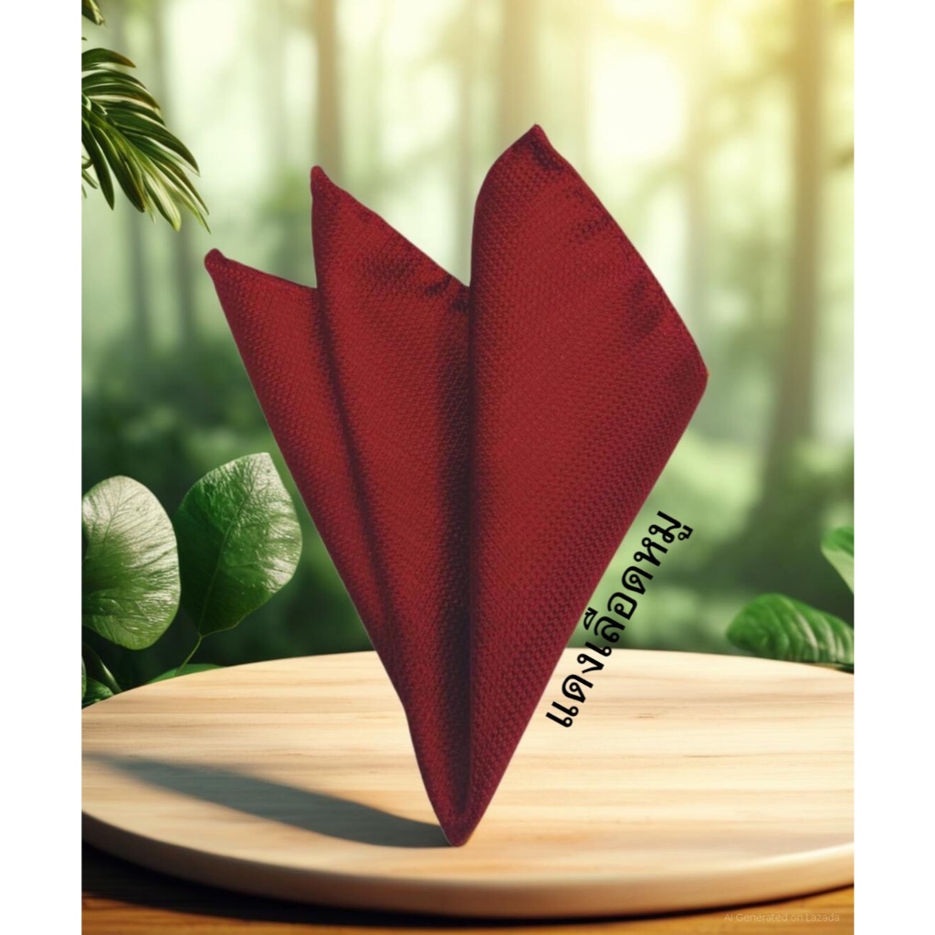 ผ้าเช็ดหน้าสีแดงเลือดหมูใส่กระเป๋าสูทเป็นผ้าผ้าคอตตอนอย่างดี Pocket Square