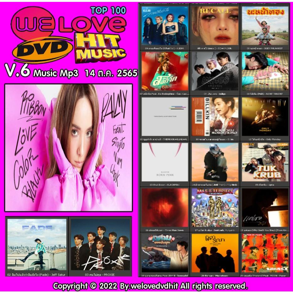 [ CD-MP3 , USB-MP3 ] Welovedvdhit music Top 100 V.6 music mp3 14 ต.ค. 2565