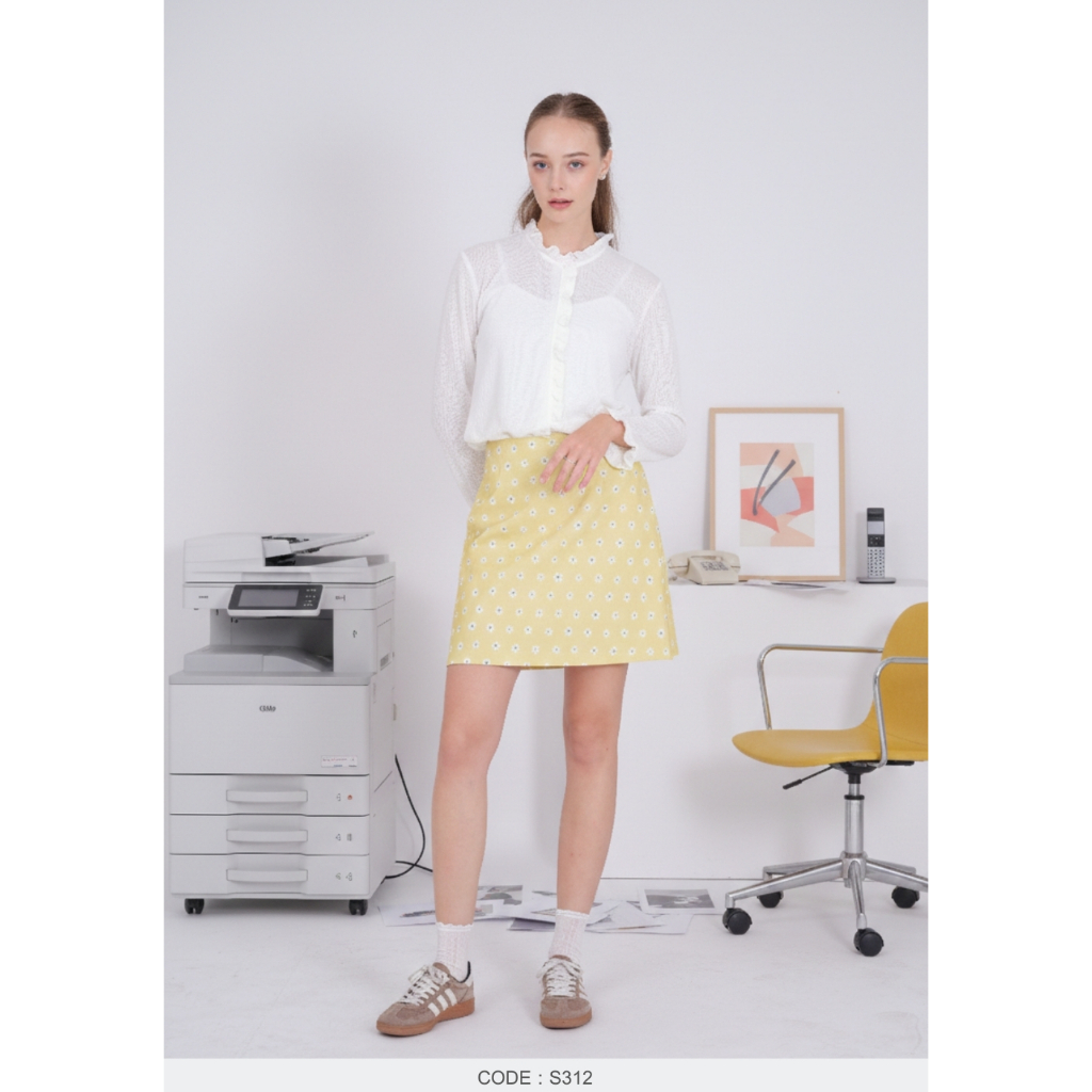 AMILA Skirt AM-S312 Cotton ปริ้นท์ แบบสั้น IGPU26-1