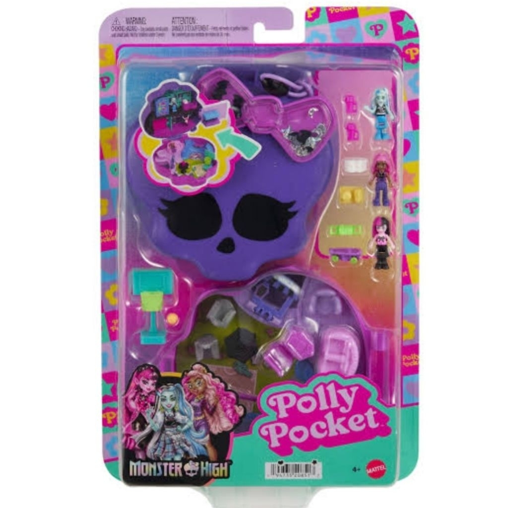 💥​สินค้า​มือสอง​💥​ Polly Pocket Monster High Compact With 3 Micro Dolls & 10 Accessories, Opens To H