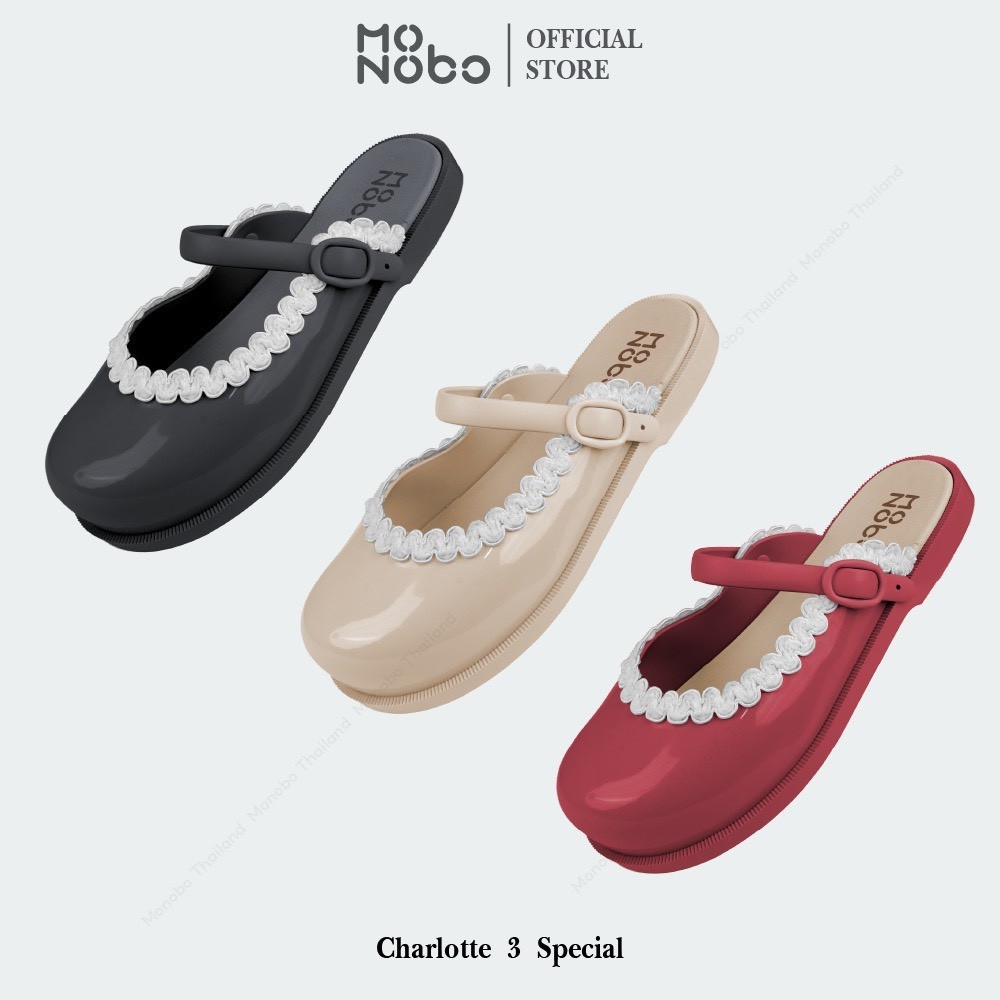 MONOBO รุ่น Charlotte 3 SP รองเท้ารัดข้อแฟชั่น แบรนด์ เรียบๆ มีสไตล์ ของแท้ 100%