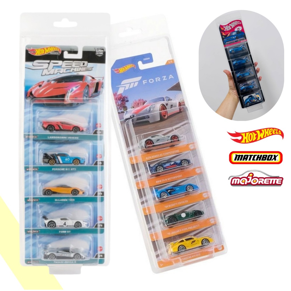 เคสกันกระแทก แบบแพ็ค1-5คัน (แบบยาวแขวนได้) - สำหรับ Hot wheels / Matchbox / Majorette *ฝาปิดต้องใช้เทปช่วย* ฮอตวิว
